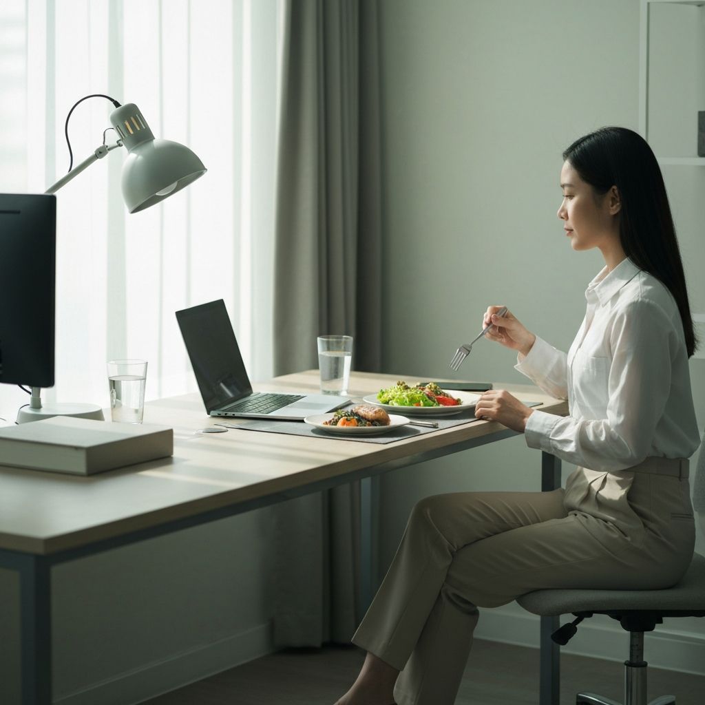 Entorno laboral con comida durante el día